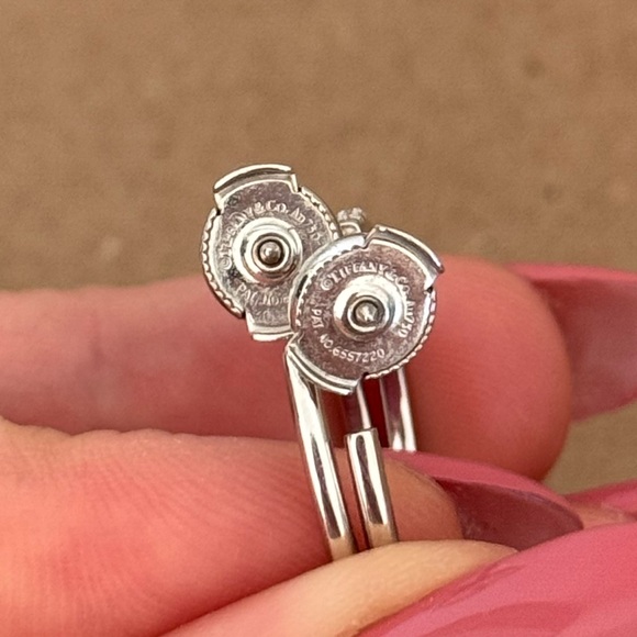 Tiffany 18K White Gold Metro Hoop Earrings - Picture 9 of 9